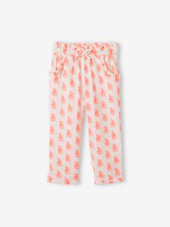 Niña-Pantalones-Pantalón pesquero de gasa de algodón estampado de flores, para niña