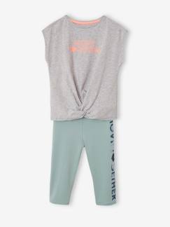 Niña-Pantalones-Conjunto deportivo de camiseta para anudar y leggings, para niña