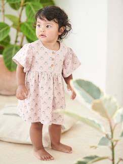 Bebé-Vestidos, faldas-Vestido de flores de punto de manga corta, para bebé