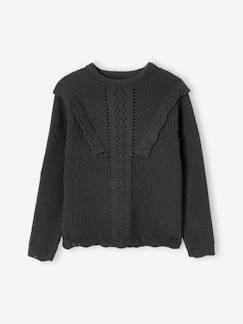 Niña-Jerséis, chaquetas de punto, sudaderas-Jersey con volante de punto fantasía, niña