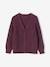 Chaqueta de punto inglés con cuello de pico, niña AZUL MEDIO LISO+MARRON OSCURO LISO+ROSA CLARO LISO 