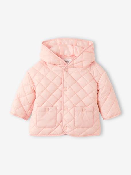 Chaqueta acolchada con capucha, para bebé NARANJA OSCURO LISO+ROSA CLARO LISO 