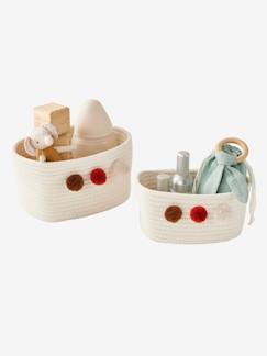 Puericultura-Mesas cambiador y accesorios-Pack de 2 cestas de cuerda con pompones