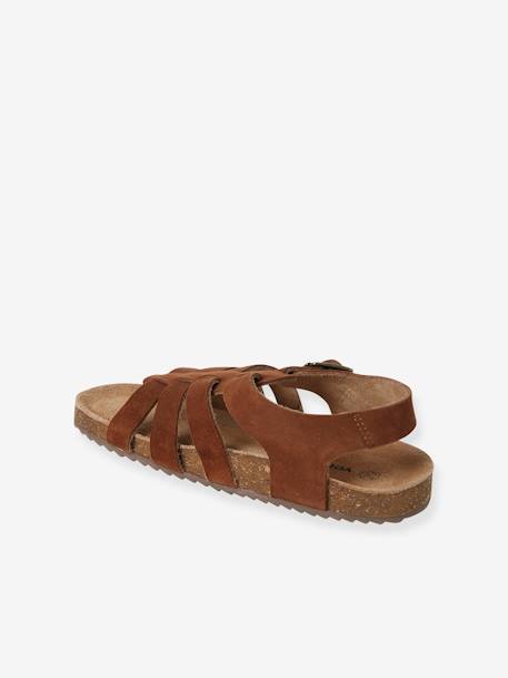 Sandalias con múltiples correas de piel, para niño MARRON MEDIO LISO 