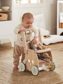 Juguetes- Primera edad-Básculas, andadores, correpasillos y cochecitos-Carrito andador con silla para muñeca de madera FSC®
