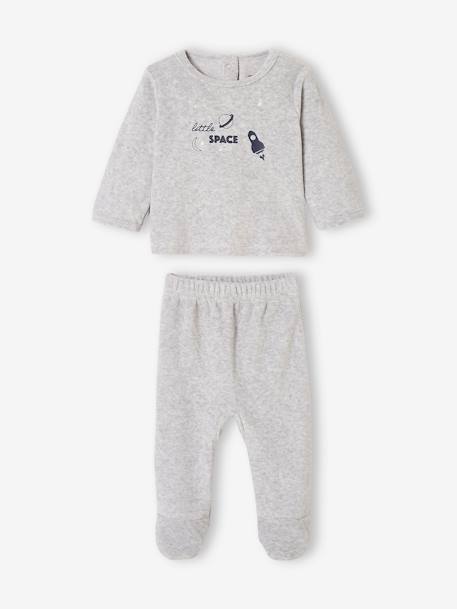 Pack de 2 pijamas de terciopelo con planetas para bebé niño oscuro bicolor/multicolor - Vertbaudet