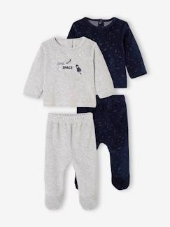 Bebé-Pijamas-Lote de 2 pijamas de terciopelo con planetas fluorescentes, para bebé niño