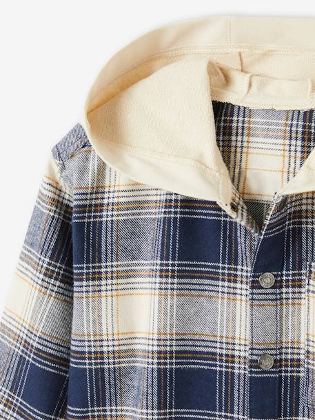Sobrecamisa de franela a cuadros y con capucha, para niño AZUL OSCURO A CUADROS 