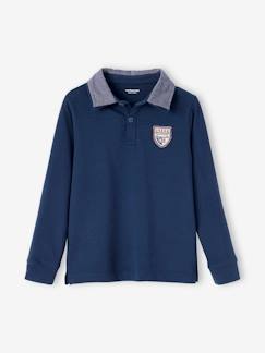 Niño-Camisetas y polos-Polos-Polo con emblema y cuello chambray, niño