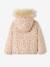 Chaqueta acolchada corta con capucha estampada de flores, niña BEIGE CLARO LISO+VIOLETA MEDIO ESTAMPADO 