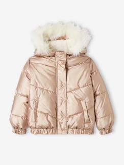 Niña-Abrigos y chaquetas-Cazadoras y chaquetas acolchadas-Chaqueta acolchada con capucha metalizada y forro de sherpa, niña