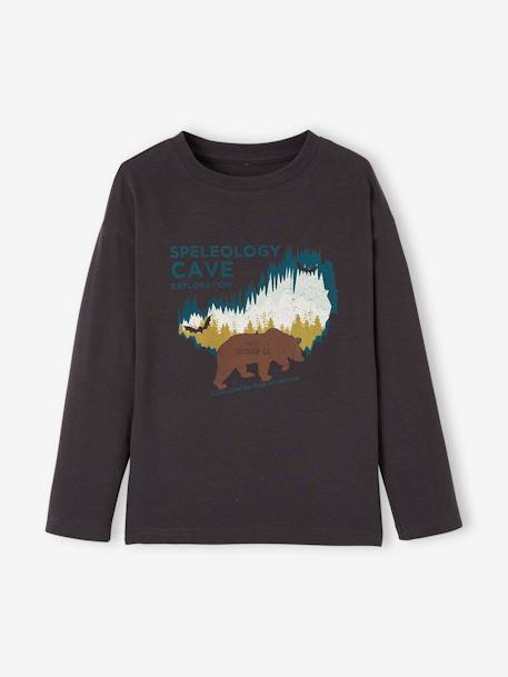 Camiseta con oso para niño GRIS OSCURO LISO CON MOTIVOS 