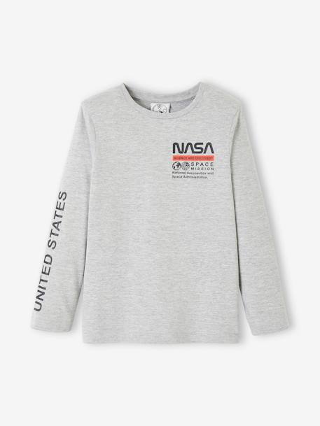 Camiseta de manga larga NASA® GRIS CLARO LISO CON MOTIVOS 