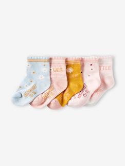Bebé-Calcetines, leotardos-Lote de 5 pares de calcetines con flores para bebé niña