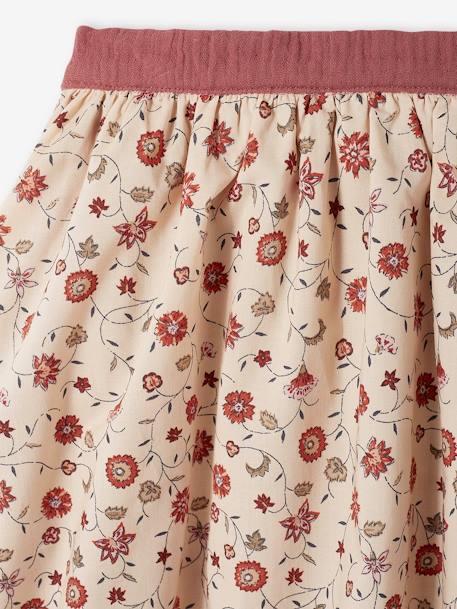 Falda reversible, lisa o estampada de flores, para niña AZUL FUERTE LISO+AZUL MEDIO LISO+MARRON CLARO LISO+MARRON OSCURO LISO+MARRON OSCURO LISO CON MOTIVOS+NARANJA MEDIO LISO 