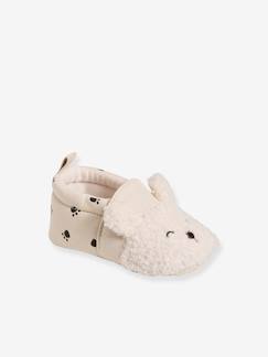 Calzado-Zapatillas de casa de tela con ositos, para bebé