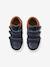 Zapatillas de piel con caña alta para niño, especial autonomía AZUL OSCURO LISO 