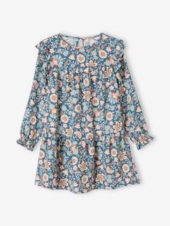 Niña-Vestidos-Vestido vaporoso con volante y motivos de flores, para niña