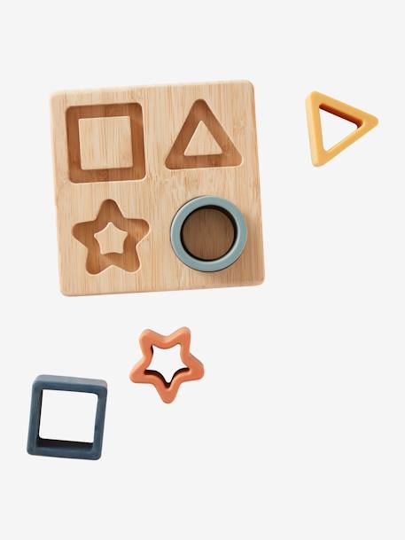 Puzzle de formas de madera y silicona AZUL OSCURO LISO 