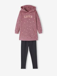 Niña-Conjuntos-Conjunto de vestido con capucha de felpa y leggings Oeko-Tex® para niña