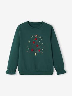 Niña-Jerséis, chaquetas de punto, sudaderas-Sudaderas-Sudadera con árbol de Navidad para niña