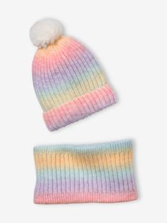 Niña-Accesorios-Gorros, bufandas, guantes-Conjunto de gorro y snood arcoíris, para niña