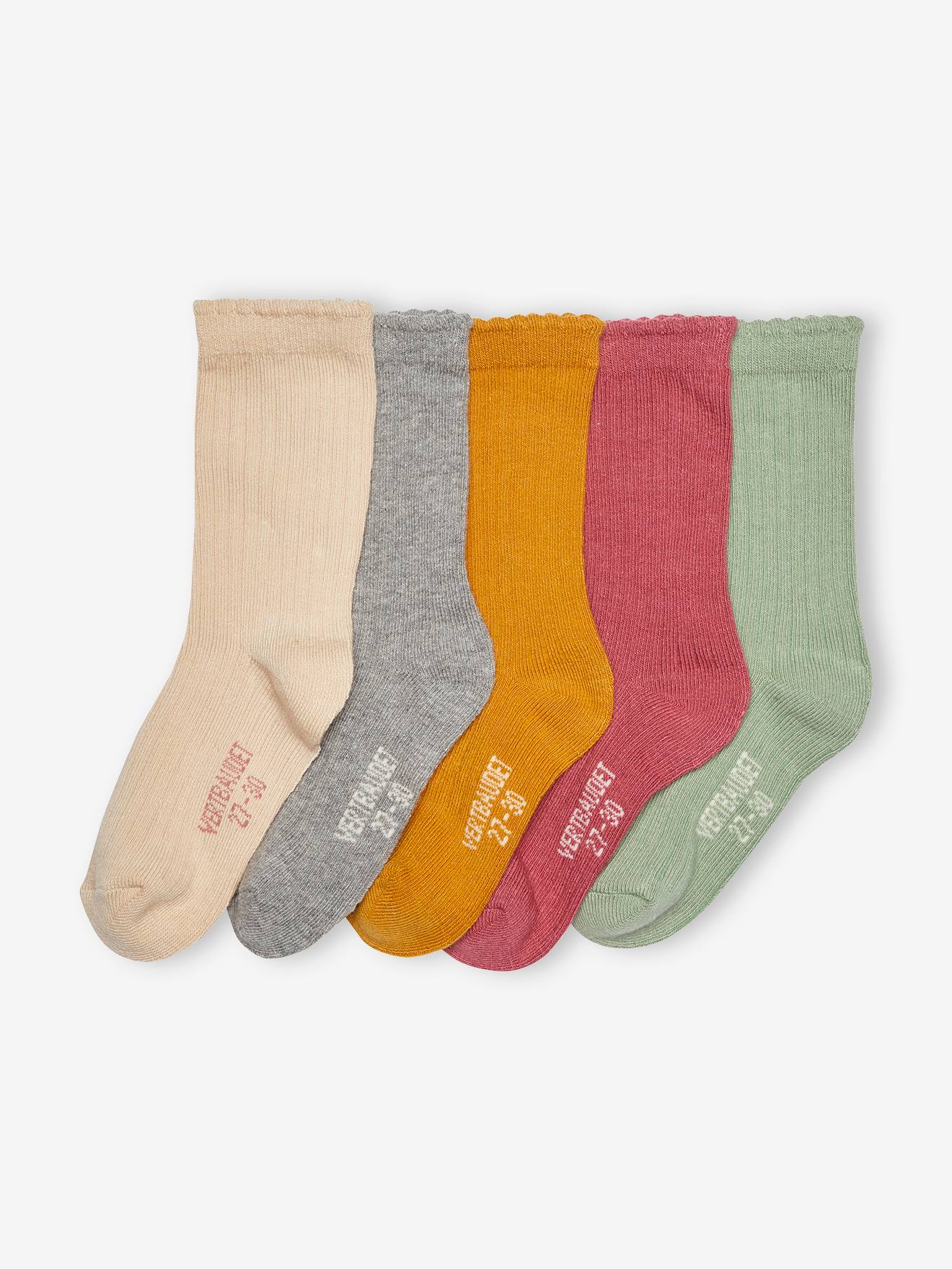 Pack de 5 pares de calcetines de punto de canalé, niña beige medio  bicolor/multicolor - Vertbaudet