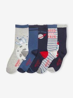 Niño-Ropa interior-Lote de 5 pares de calcetines "Espacio", niño