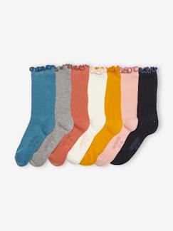 Niña-Ropa interior-Lote de 7 pares de calcetines bicolor, niña