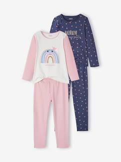 Niña-Pijamas-Pack de 2 pijamas arcoíris, niña