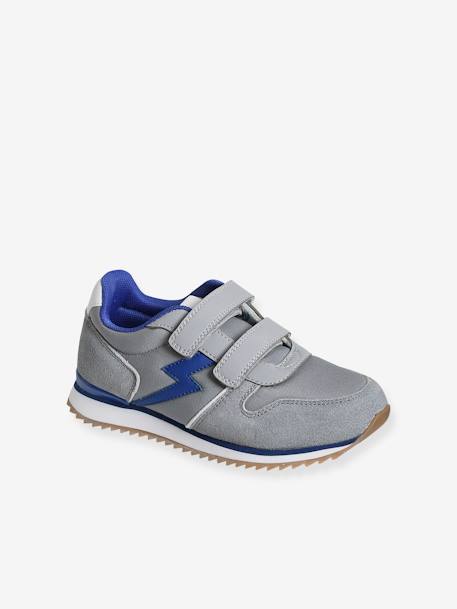 Zapatillas con tiras autoadherentes estilo running, para niño AZUL OSCURO LISO+GRIS MEDIO LISO 