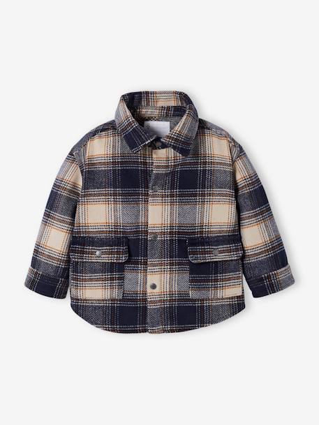Sobrecamisa de franela para bebé BEIGE CLARO A CUADROS 