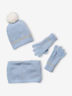 Niña-Accesorios-Gorros, bufandas, guantes-Conjunto de gorro + snood + guantes de punto chenilla, niña