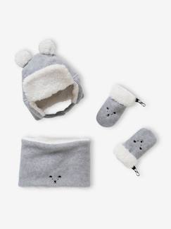 Bebé-Accesorios-Gorros, bufandas, guantes-Conjunto de osito chapka + snood + manoplas, para bebé