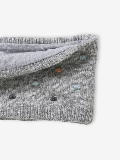 Snood de punto con lunares en relieve, para niña GRIS CLARO JASPEADO 