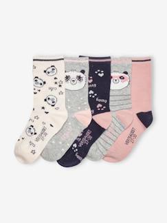 Niña-Lote de 5 pares de calcetines Panda, para niña