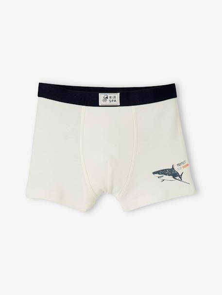 Pack de 3 boxers stretch 'animales marinos', para niño BLANCO CLARO LISO CON MOTIVOS 