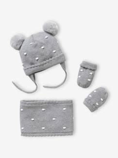 Bebé-Accesorios-Gorros, bufandas, guantes-Conjunto a lunares de gorro + snood + manoplas, para bebé niña