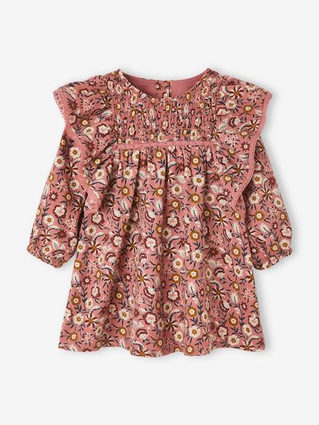 Bebé-Vestidos, faldas-Vestido de flores con smocks, bebé