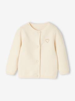 Bebé-Sudaderas, jerséis y chaquetas de punto-Cárdigan con bordado dorado de corazón, bebé