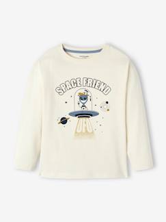 Niño-Camiseta con motivo extraterrestre de tinta en relieve, para niño