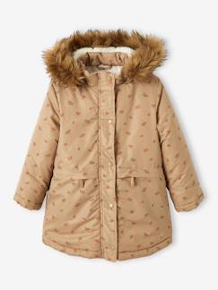 Niña-Abrigos y chaquetas-Abrigos y parkas-Parka con capucha y forro de sherpa, para niña