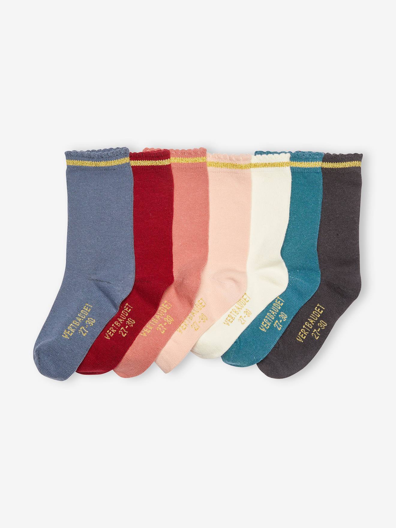 Pack de 5 pares de calcetines con volantes de flores, niña azul fuerte  bicolor/multicolor - Vertbaudet