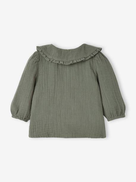 Blusa de gasa de algodón para bebé, cuello fantasía ROSA MEDIO LISO+VERDE MEDIO LISO 