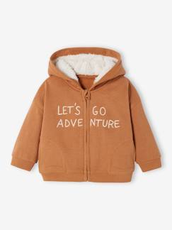 Bebé-Sudaderas, jerséis y chaquetas de punto-Chaqueta con cremallera, capucha y forro estilo peluche para bebé