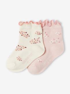 Bebé-Calcetines, leotardos-Lote de 2 pares de calcetines de flores, bebé niña