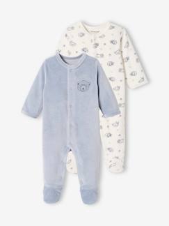 Bebé-Pijamas-Pack de 2 peleles "oso" de terciopelo, bebé niño