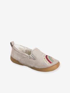 Calzado-Calzado niña (23-38)-Zapatillas de casa de piel con forro y elásticos, para niña