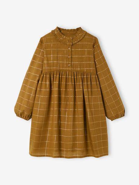 Vestido a cuadros de hilo brillante, niña VERDE OSCURO A CUADROS 