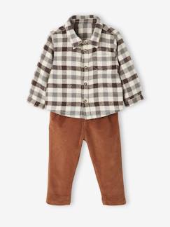 Bebé-Conjunto para bebé camisa de franela + pantalón de terciopelo